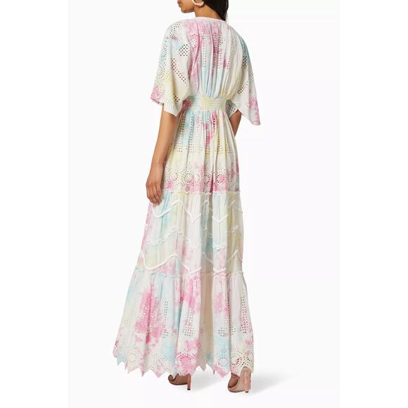 HEMANT & NANDITA multicolor cotton Amara Broderie Anglaise Maxi Dress size XS - Picture 3 of 14